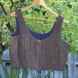 Loom Room D&D Castlecore 100% Hemp Brown Crop Vest With Brass Buttons